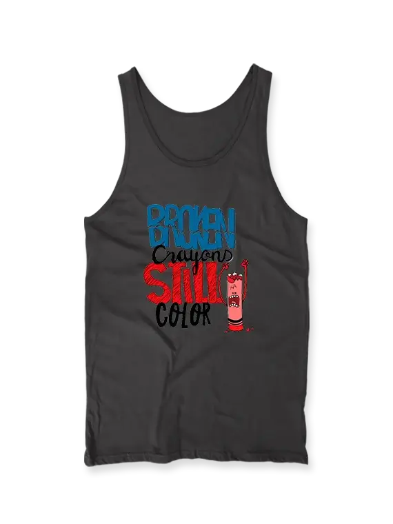 Unisex Tank Tops with "Broken Crayon Still Color" Print