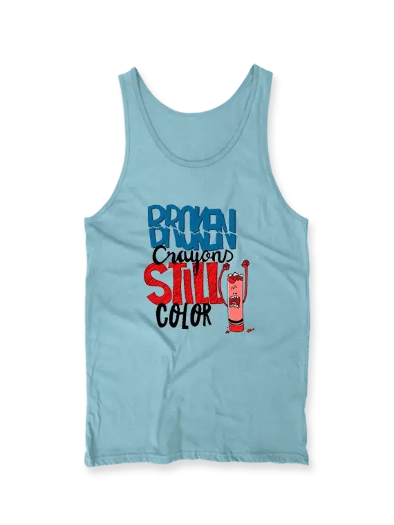 Unisex Tank Tops with "Broken Crayon Still Color" Print