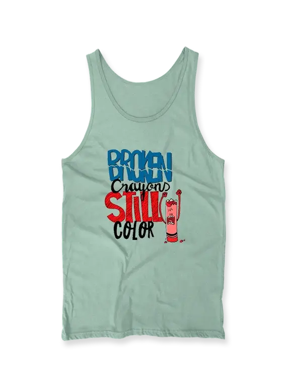 Unisex Tank Tops with "Broken Crayon Still Color" Print
