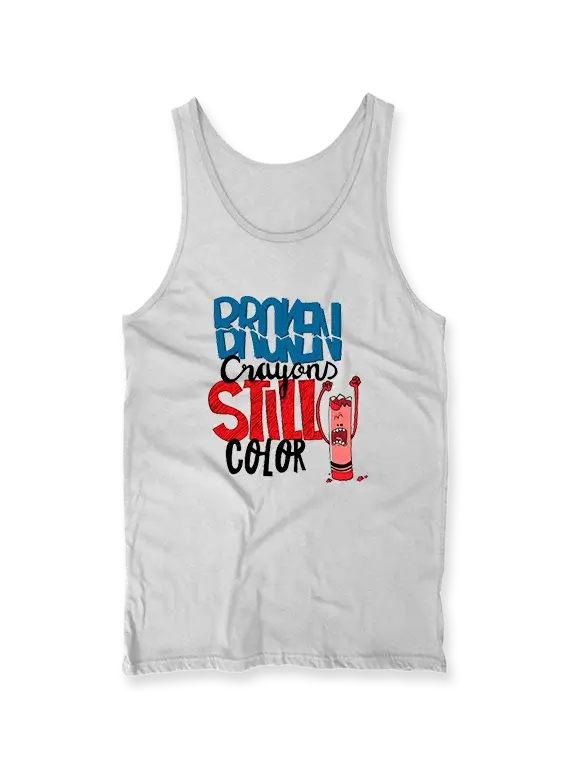 Unisex Tank Tops with "Broken Crayon Still Color" Print