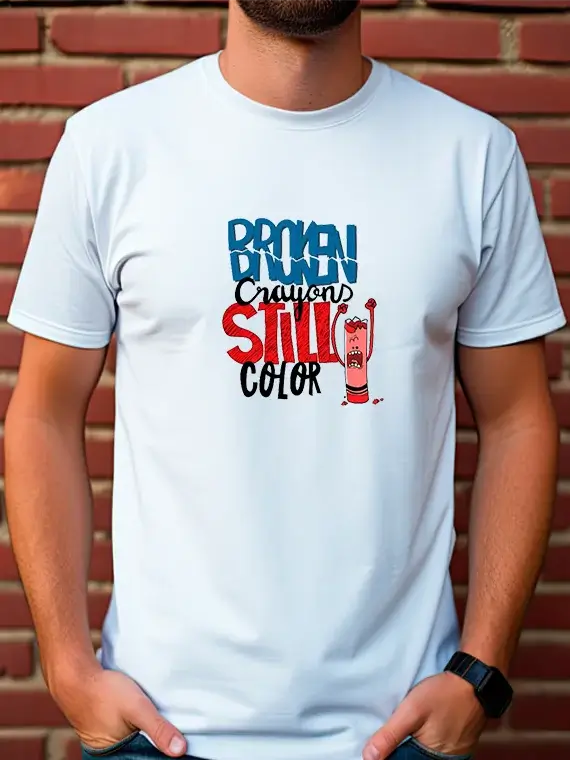 Men’s T-Shirt with "Broken Crayon Still Color" Print