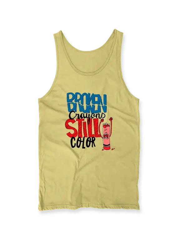 Unisex Tank Tops with "Broken Crayon Still Color" Print
