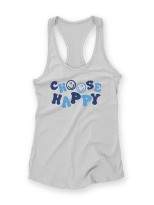 Choose Happy - Womens Tank Tops - White