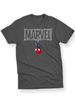 Men's T-Shirt with Upside Down Spider-Man and Webbed "MARVEL"