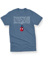 Men's T-Shirt with Upside Down Spider-Man and Webbed "MARVEL"