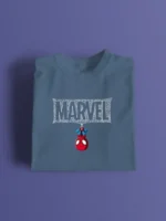Men's T-Shirt with Upside Down Spider-Man and Webbed "MARVEL"