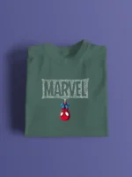Men's T-Shirt with Upside Down Spider-Man and Webbed "MARVEL"
