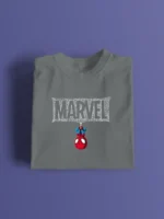 Men's T-Shirt with Upside Down Spider-Man and Webbed "MARVEL"