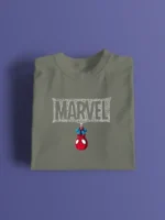 Men's T-Shirt with Upside Down Spider-Man and Webbed "MARVEL"