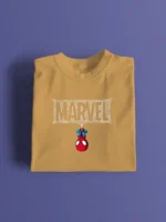 Men's T-Shirt with Upside Down Spider-Man and Webbed "MARVEL"