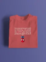 Men's T-Shirt with Upside Down Spider-Man and Webbed "MARVEL"