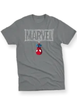 Men's T-Shirt with Upside Down Spider-Man and Webbed "MARVEL"