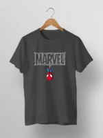 Men's T-Shirt with Upside Down Spider-Man and Webbed "MARVEL"