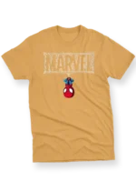 Men's T-Shirt with Upside Down Spider-Man and Webbed "MARVEL"