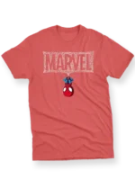 Men's T-Shirt with Upside Down Spider-Man and Webbed "MARVEL"