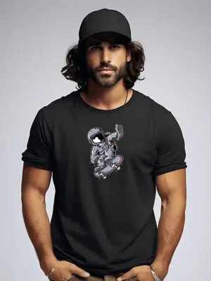 Astronaut Sketting Board T Shirt – Man with Cap