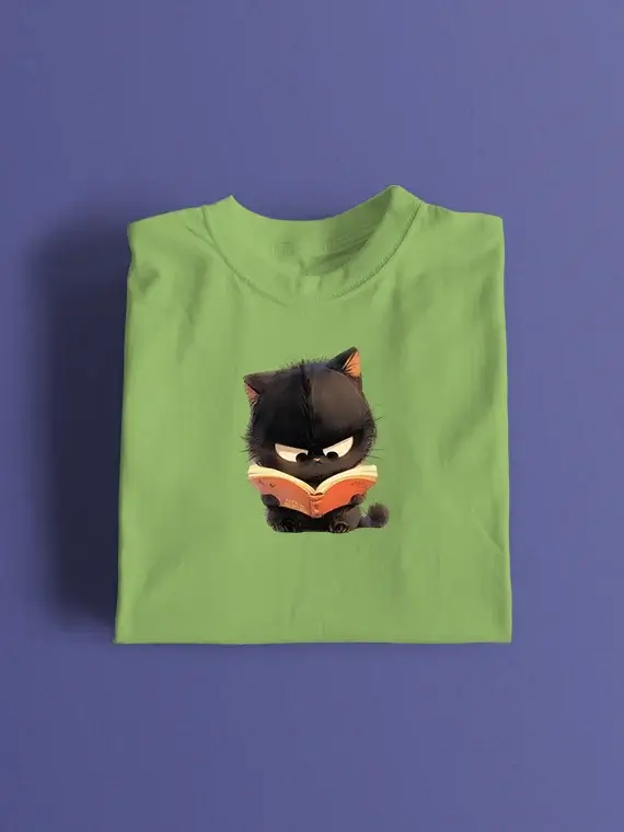 Women's T-Shirt – Cute Cat Reading a Book