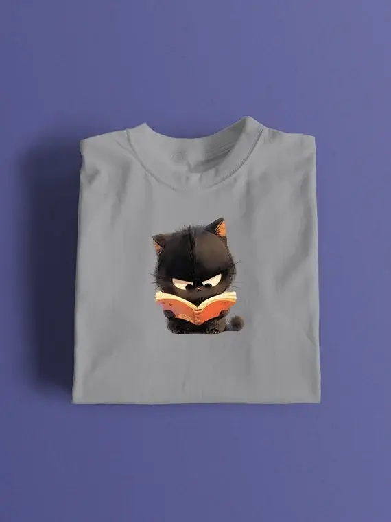 Women's T-Shirt – Cute Cat Reading a Book