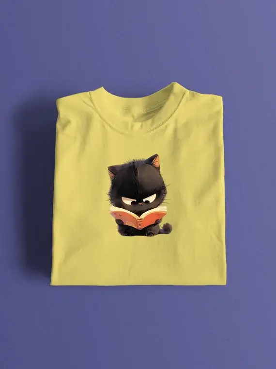Women's T-Shirt – Cute Cat Reading a Book