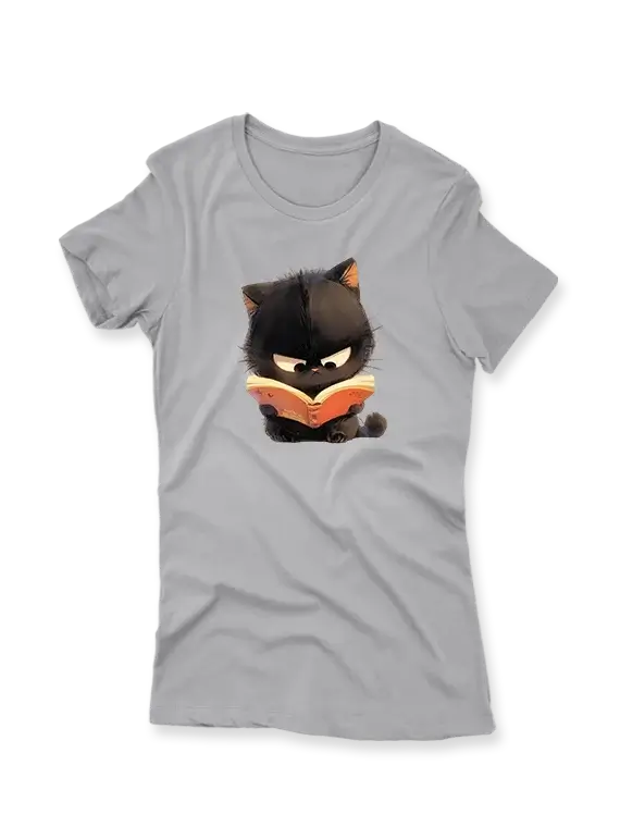 Women's T-Shirt – Cute Cat Reading a Book